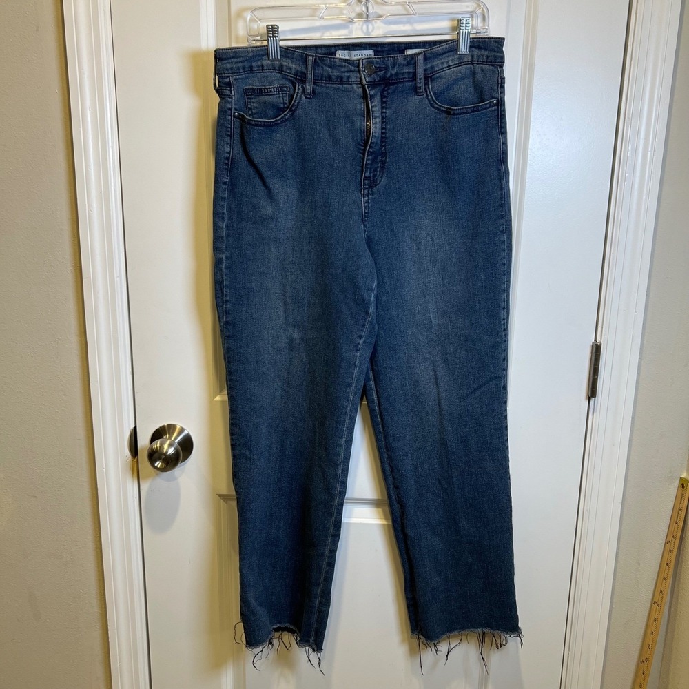 Social Standard by Sanctuary Womens Jeans Raw Frayed Hem Blue Size 14